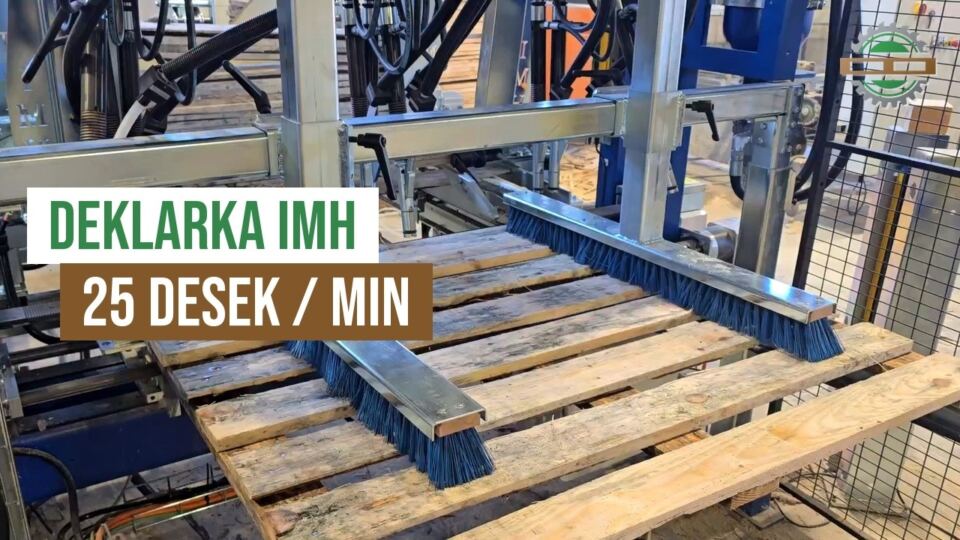 IMH Machinery Deckmaschine für Paletten in Aktion - 25 Bretter pro Minute